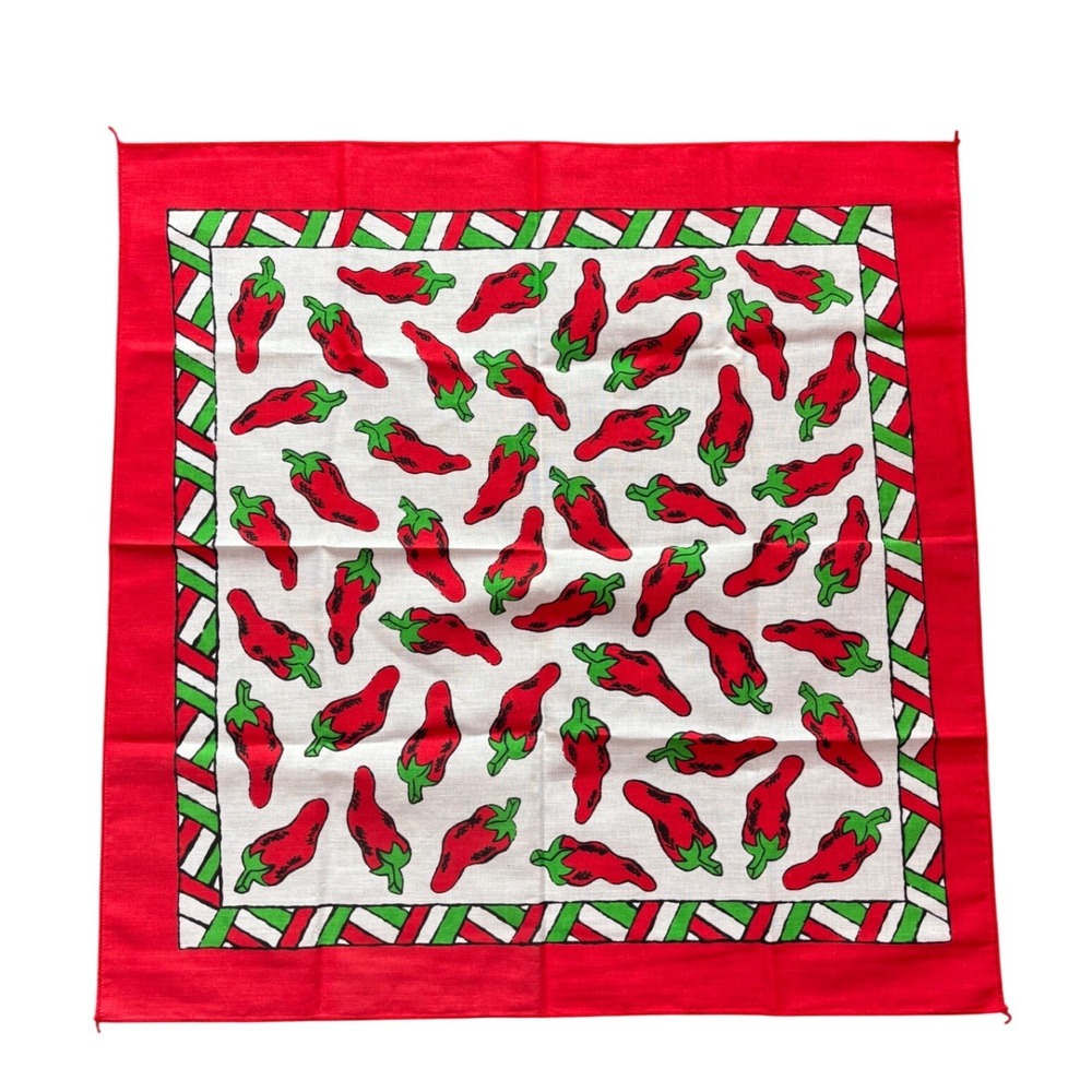 Vintage Southwest Bandana Red Chili Peppers Handkerchief Southwestern USA